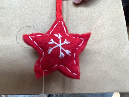 Red Wool Star Ornament