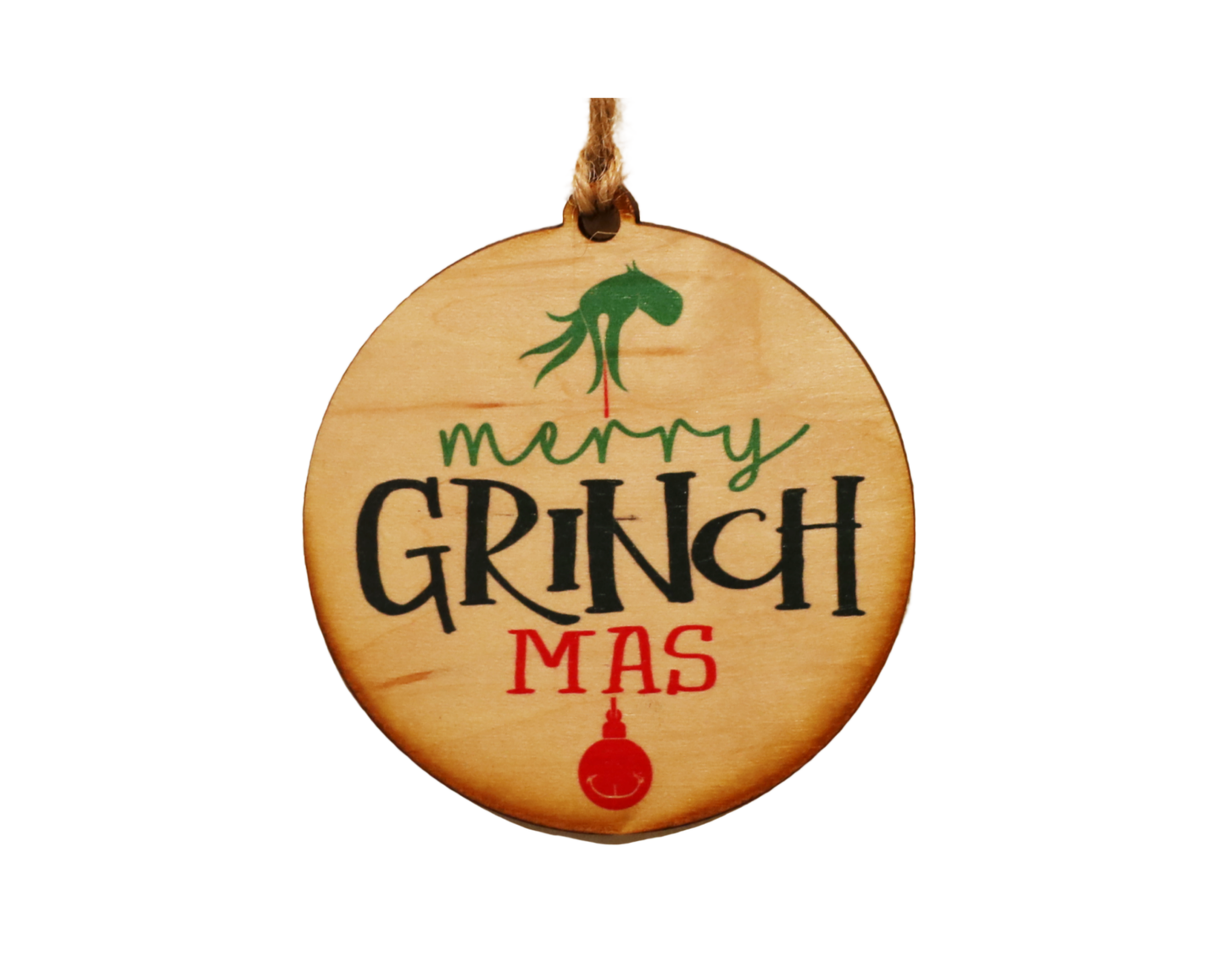 Merry Grinch Mas Wood Ornament