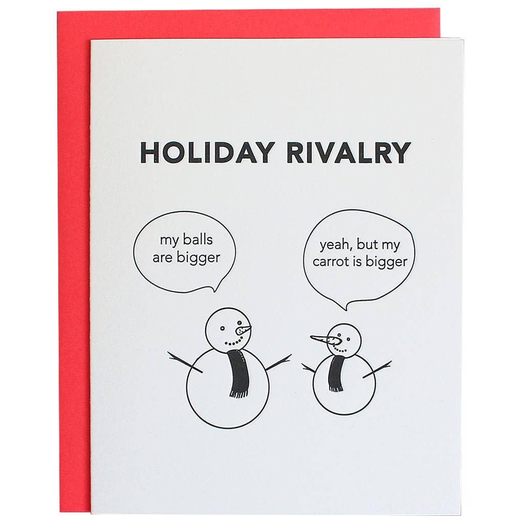 Snowmen Holiday Rivalry Letterpress Card