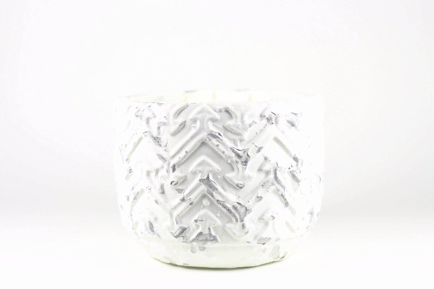 White Distressed Stone Decorative Soy Candle