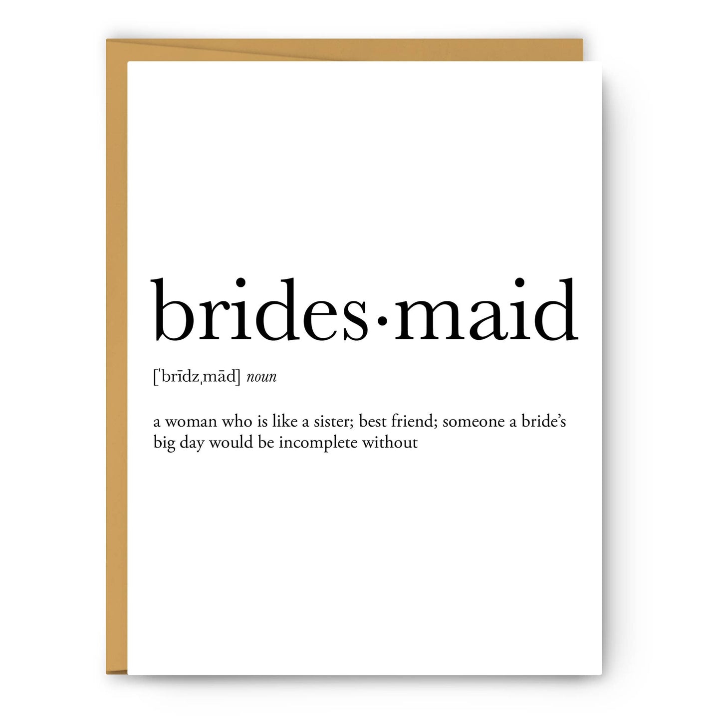 Bridesmaid Definition - Greeting Card