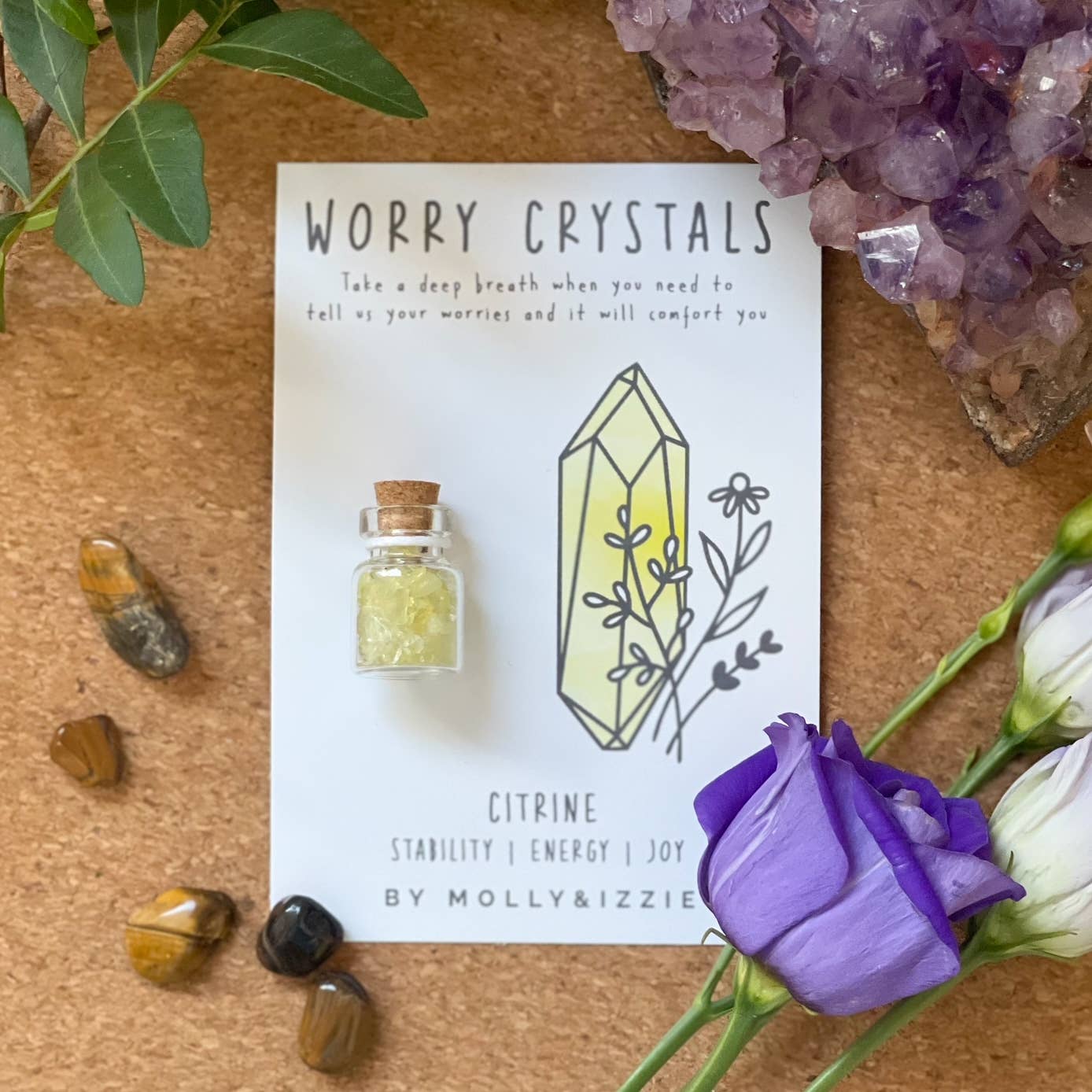 Citrine Worry Crystal on Card