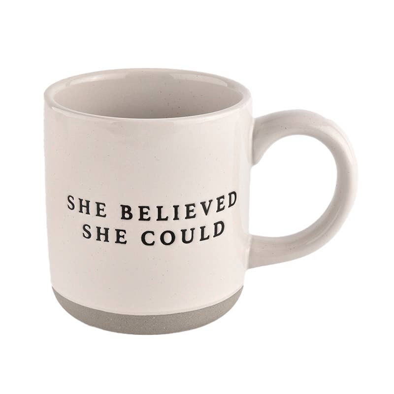 She Believed She Could - Cream Stoneware Coffee Mug - 14 oz