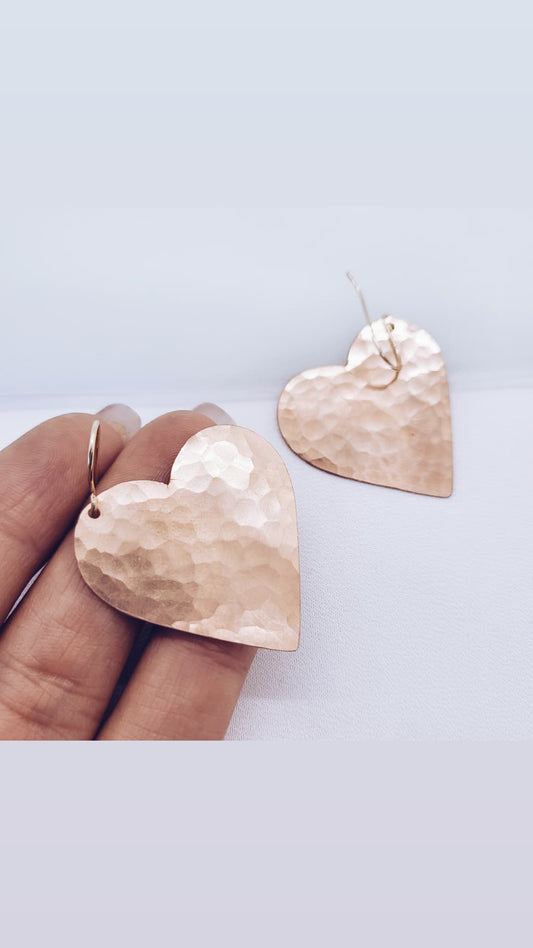 Heart ❤️ shaped copper earrings handmade jewelry