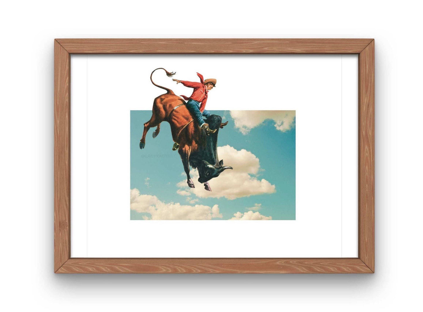 Rodeo Cowboy Cloud Collage Art Print, Western Wall Art