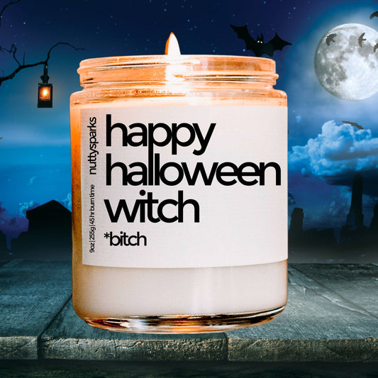 happy halloween witch soy candle