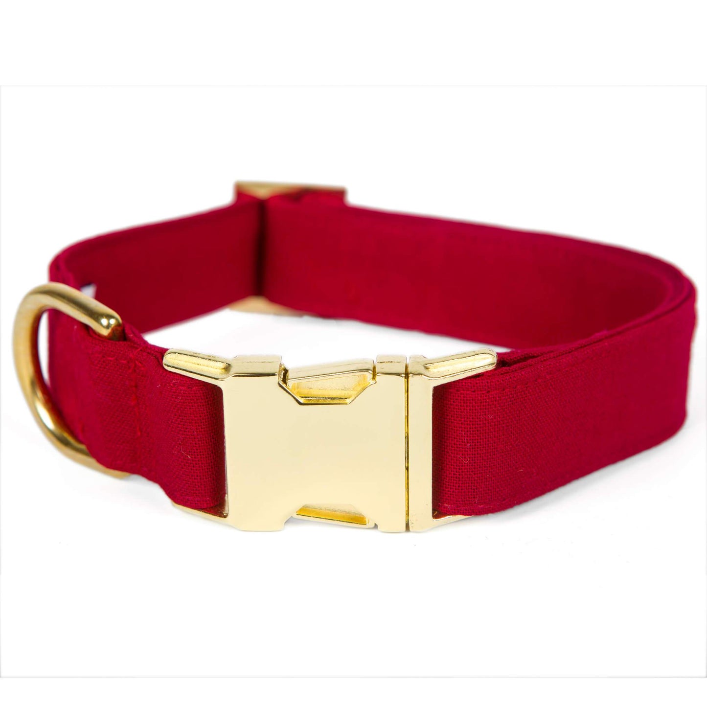 Red and Gold Linen Dog Collar