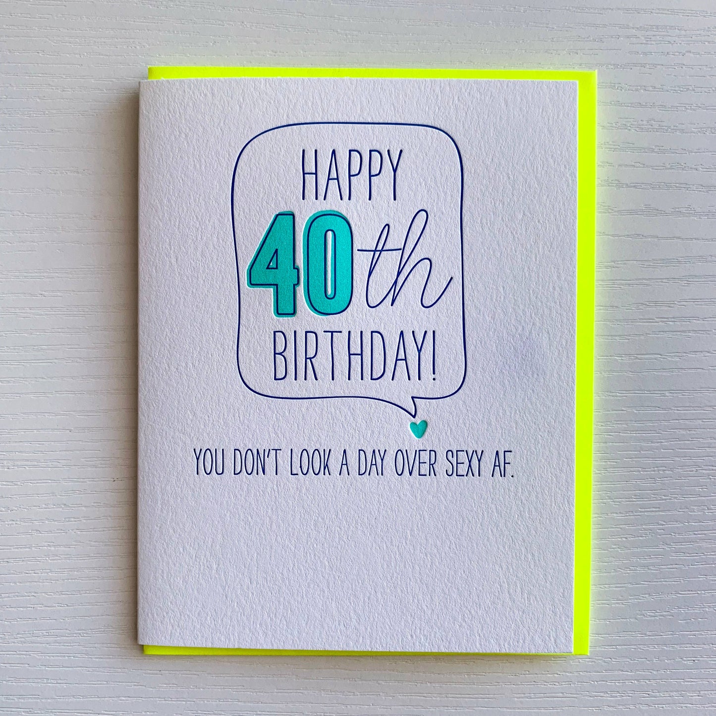 40th Birthday Card Letterpress