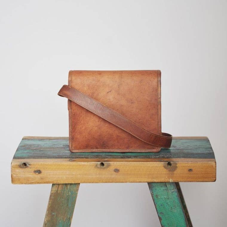 Small Brown Leather Messenger Bag