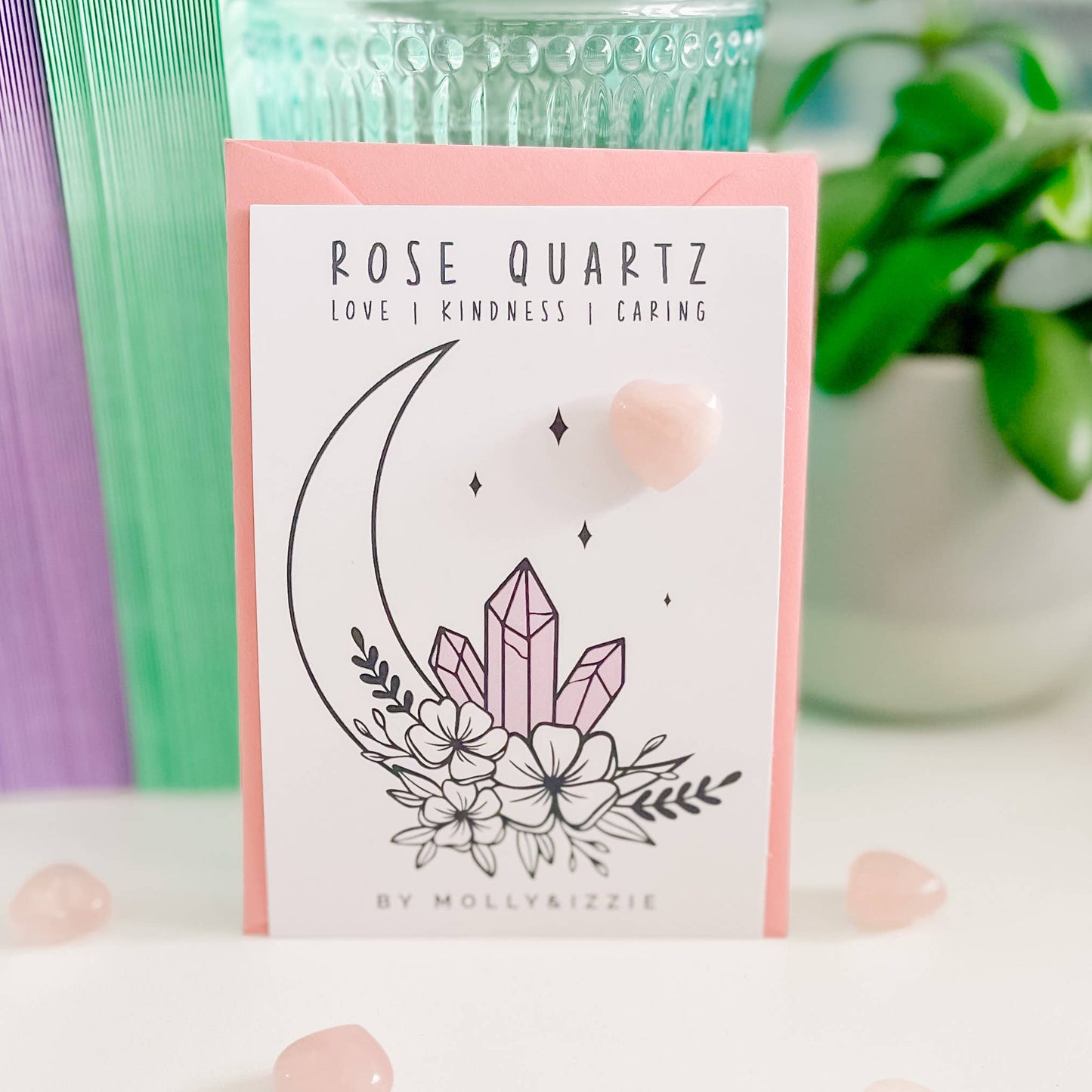 Rose Quartz Crystal on Card