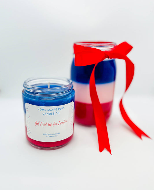 Home Scape Get Fired Up For Freedom Soy Wax Candle Fourth of July Special Edition