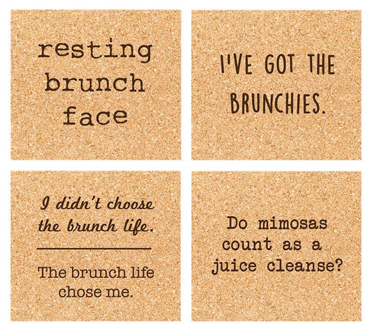 Brunchies | Themed 4 Piece Cork Coasters Gift Box Set