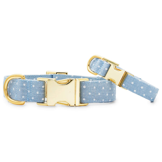 Chambray Dots Dog Collar - Small