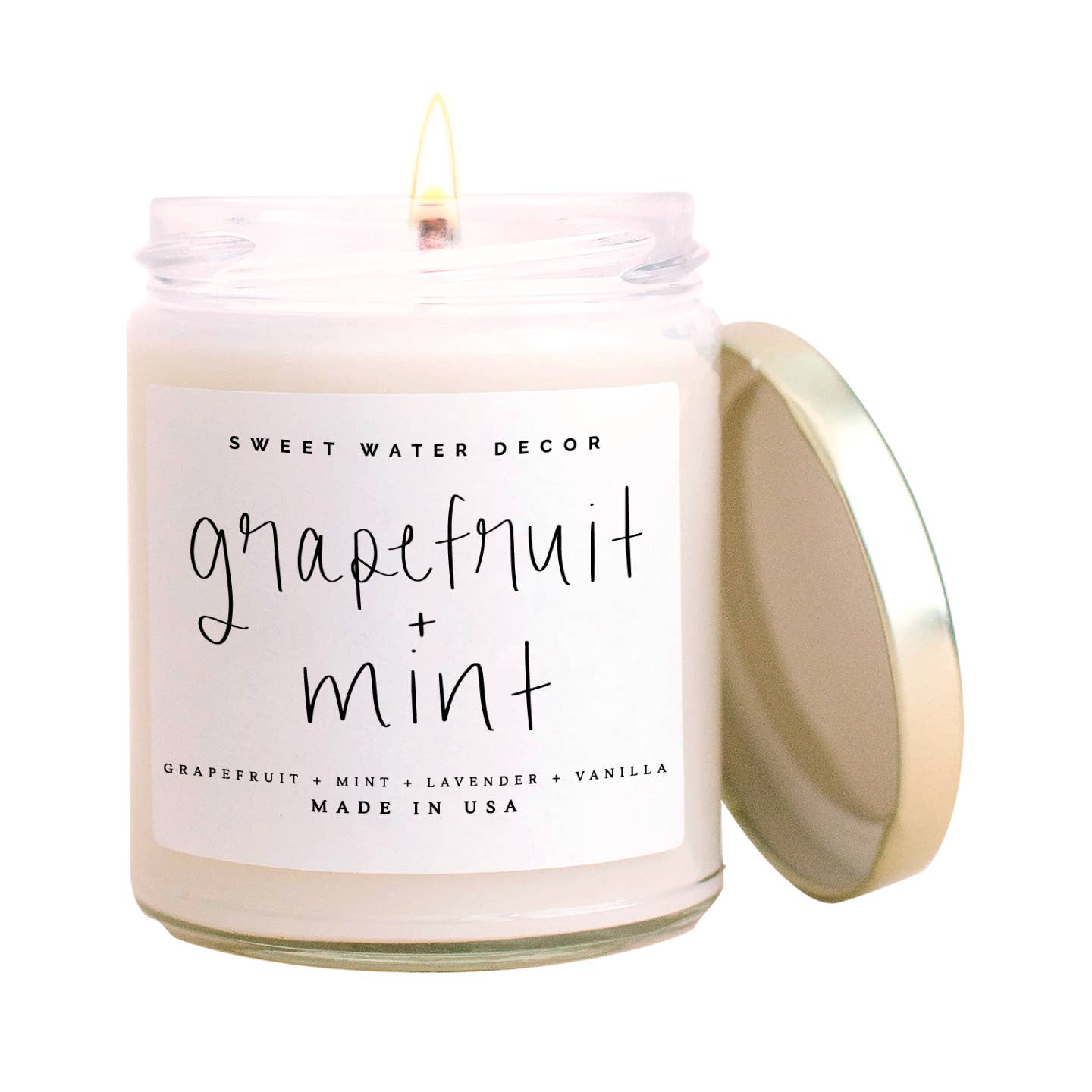 Grapefruit and Mint Soy Candle - Clear Jar - 9 oz