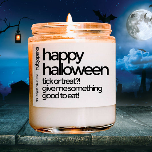 happy halloween trick or treat soy candle