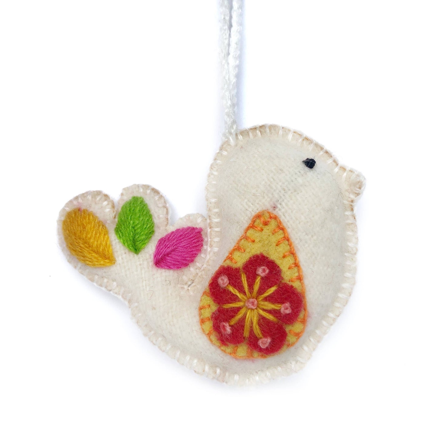 Dove Embroidered Wool Christmas Ornament