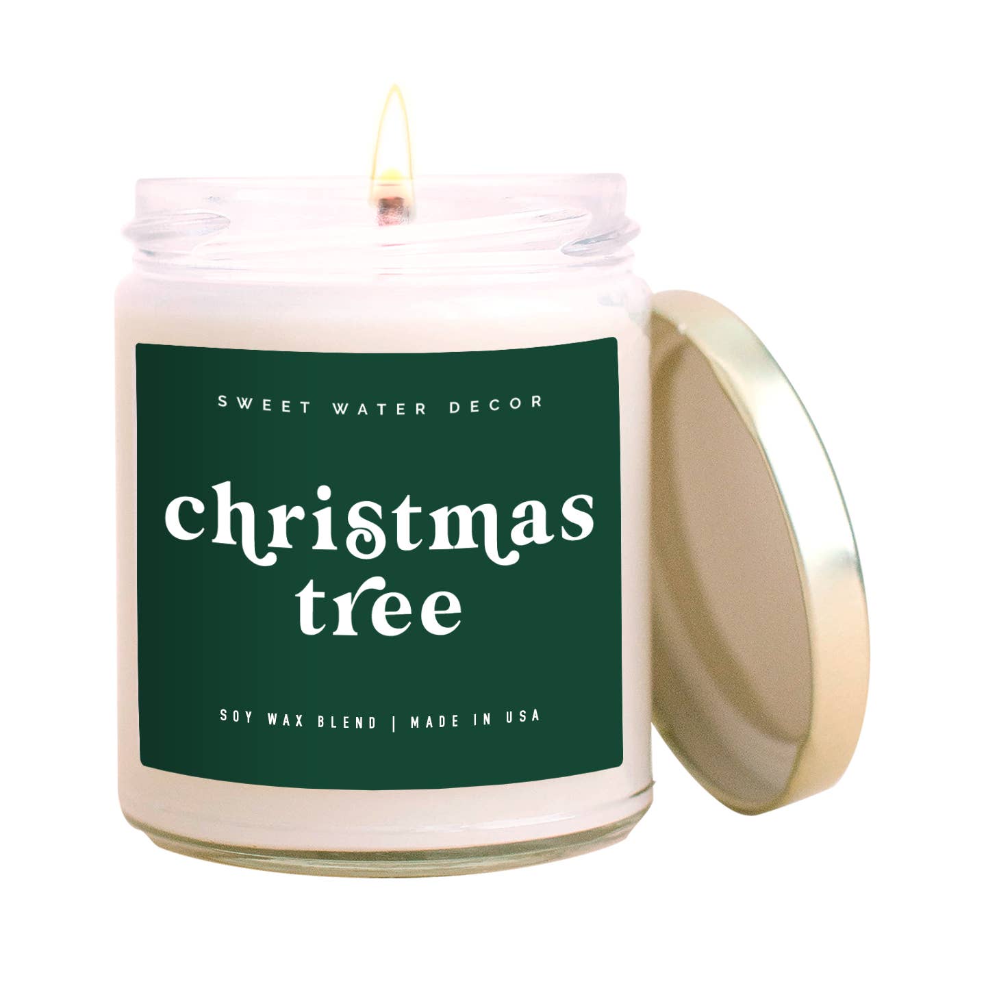 Christmas Tree Soy Candle - Clear Jar - Green Label - 9 oz
