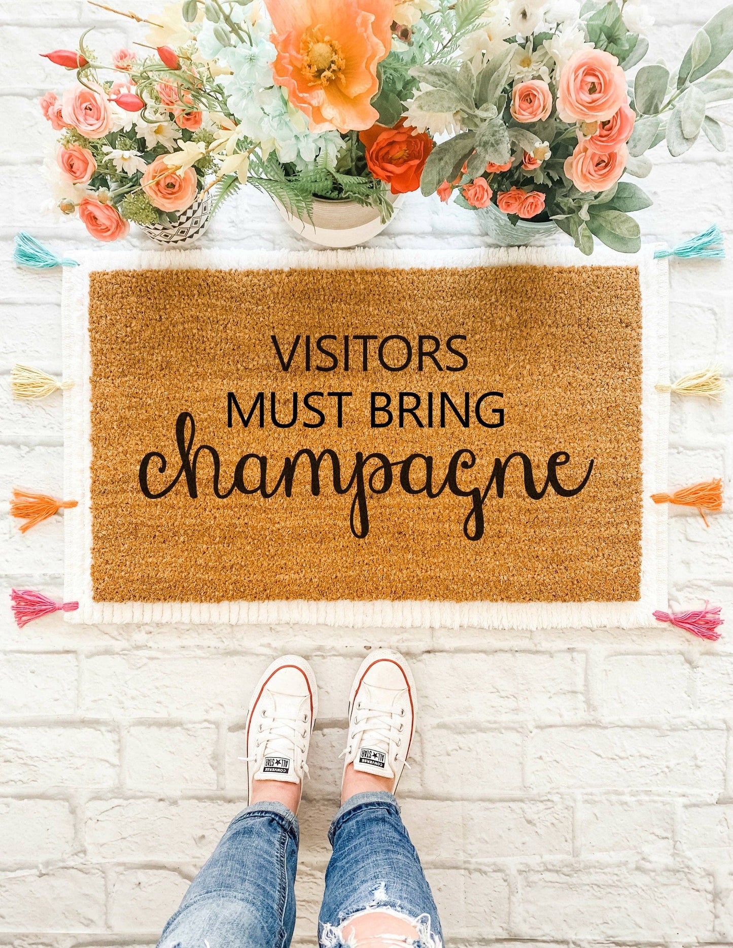 Visitors Must Bring Champagne Doormat