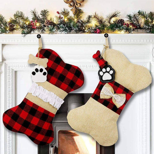 Dog Christmas Stockings Bone Shape