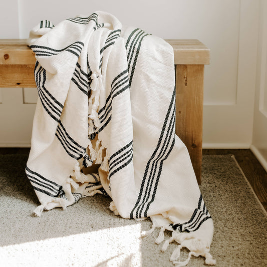 Henley Turkish Cotton Throw Blanket - Four Stripe