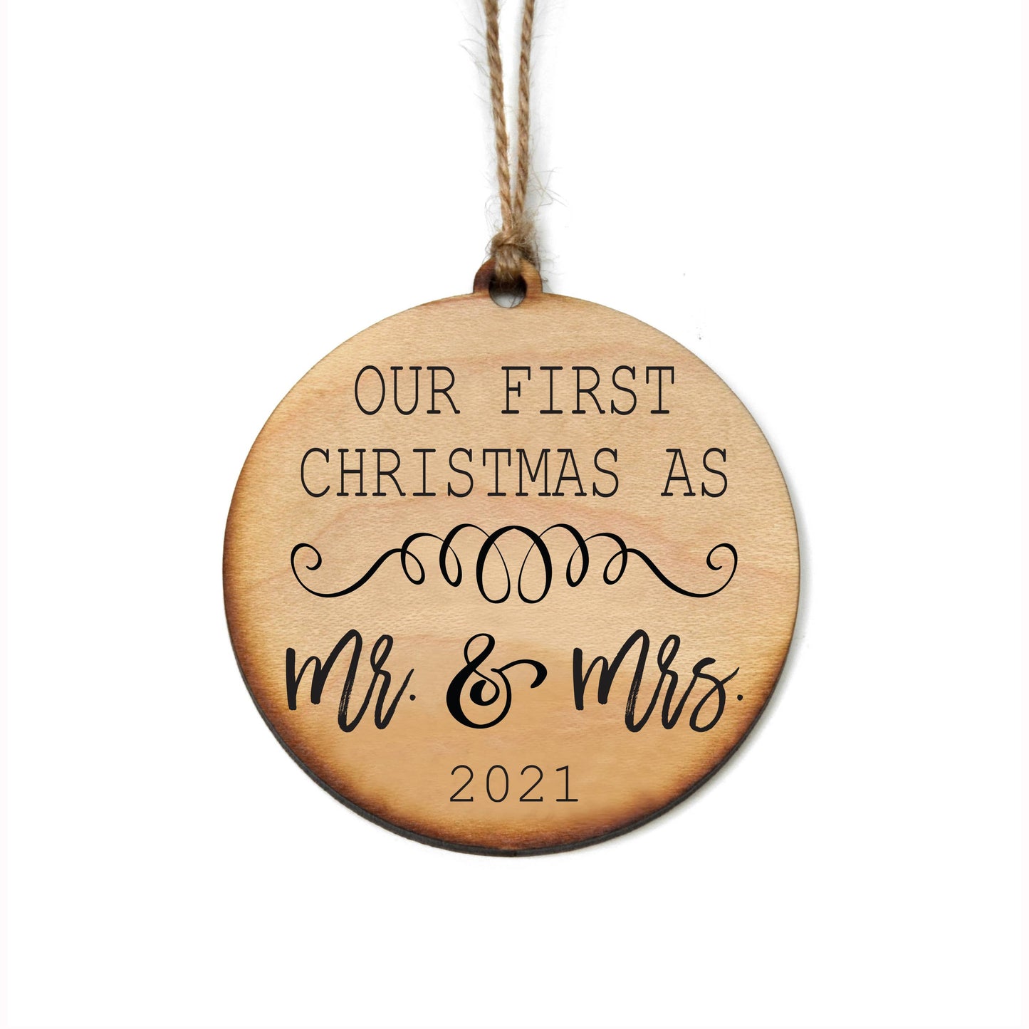 Our First Year As Mr and Mrs Wood Ornament