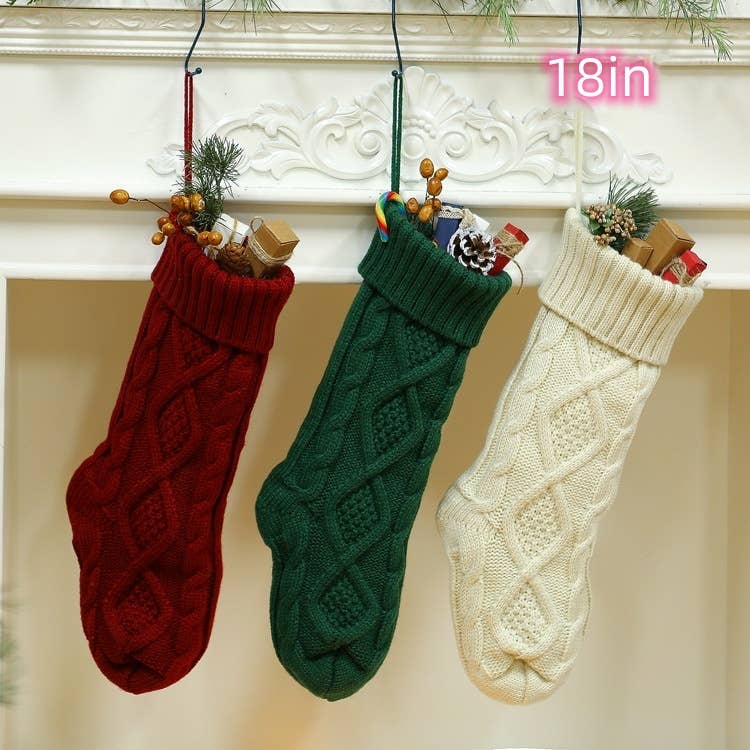 Ivory Knitted Christmas stocking