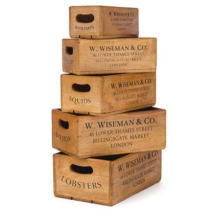 Set Of 5 Rectangular Wood Crates