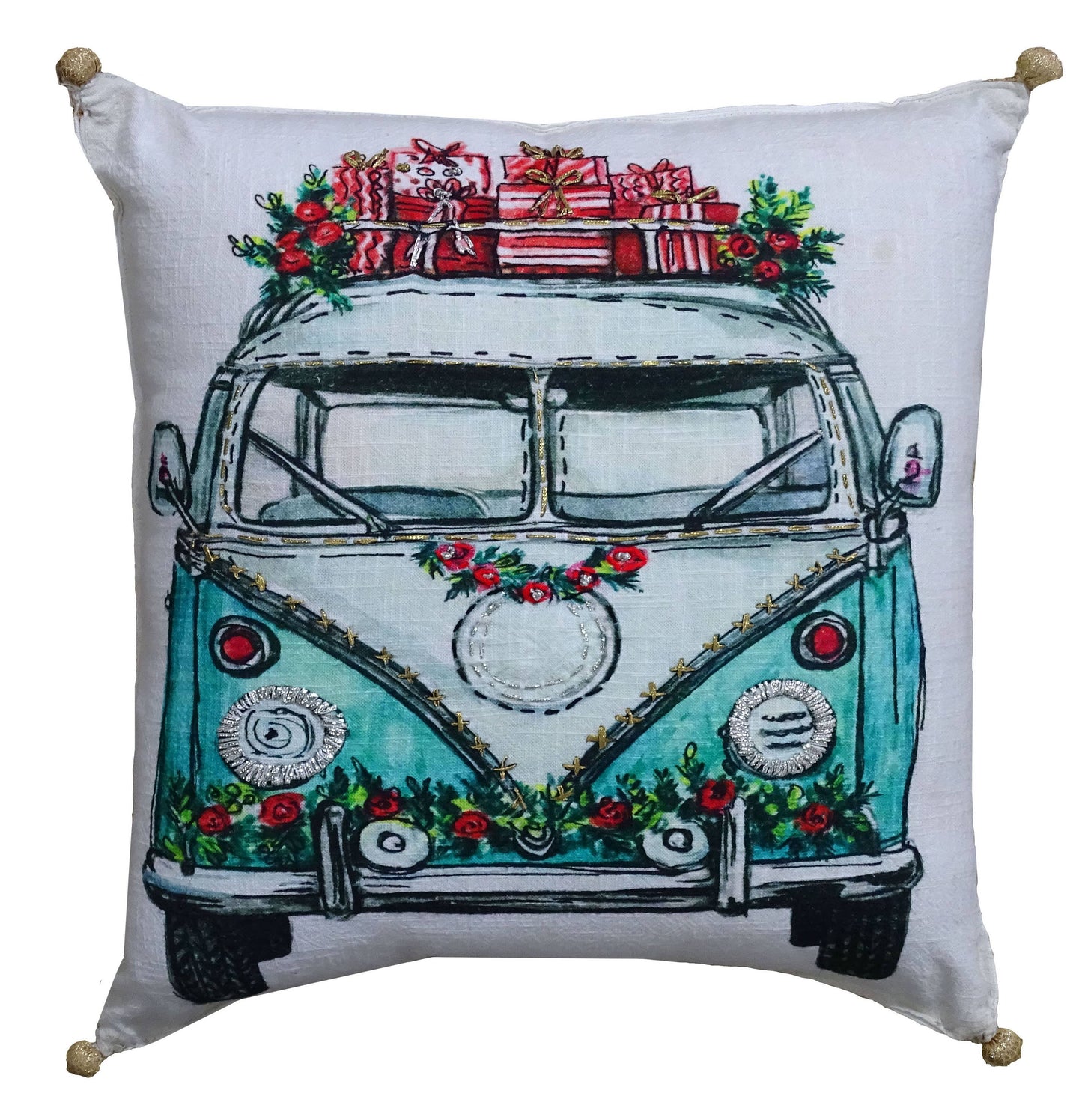 Christmas Throw Pillow Cover Holiday Van