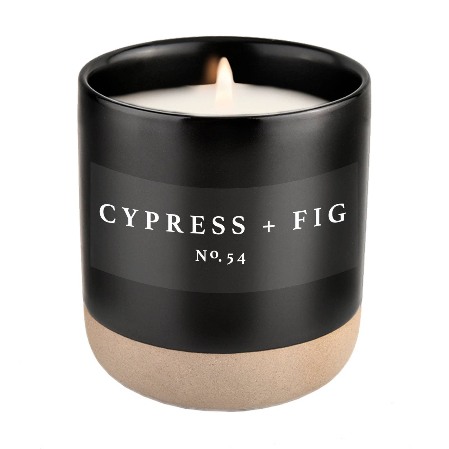 Cypress and Fig Soy Candle - Black Stoneware Jar - 12 oz