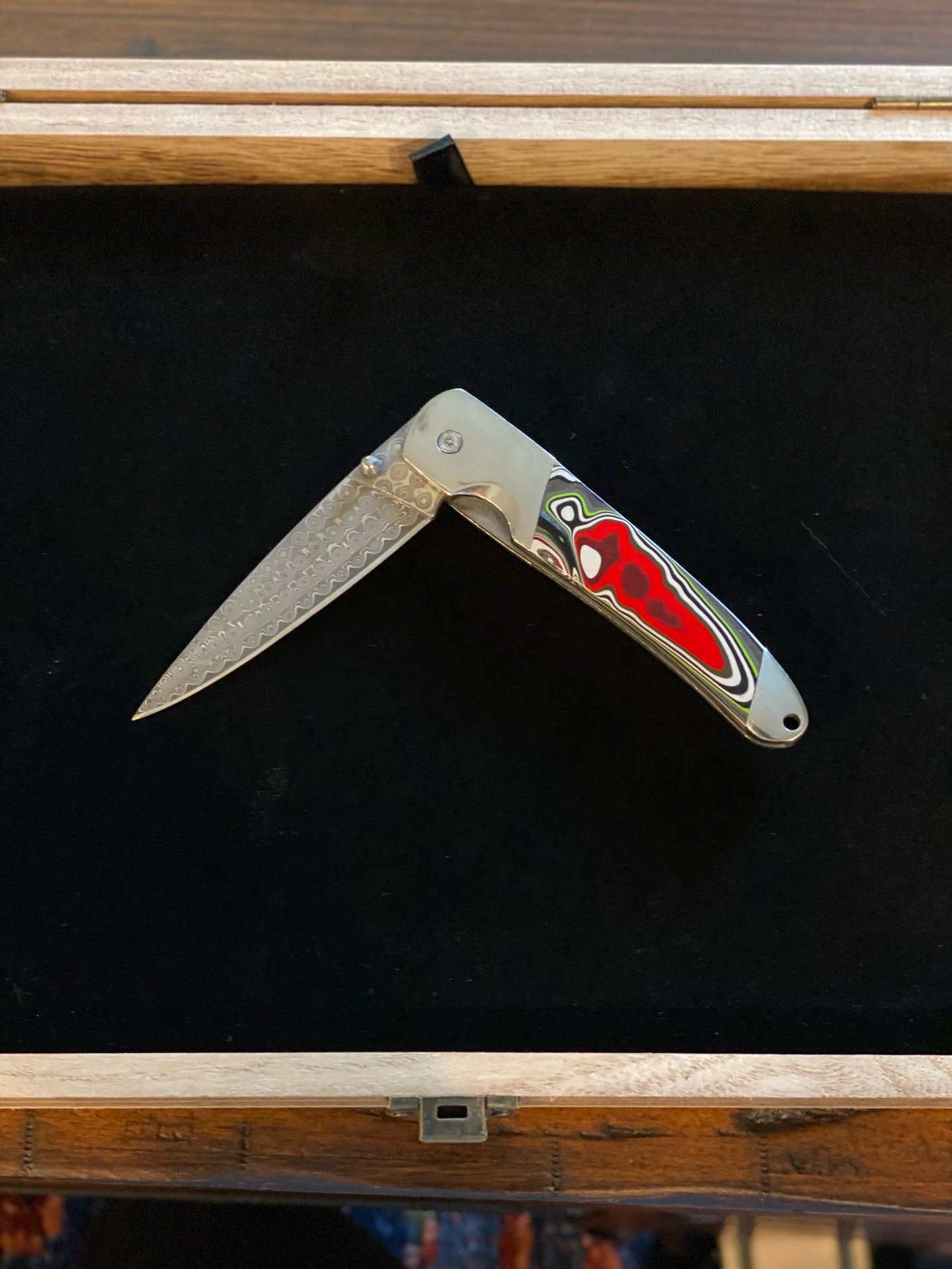 Fordite Lockback 4" Pocket Knife with Damascus Steel Blade