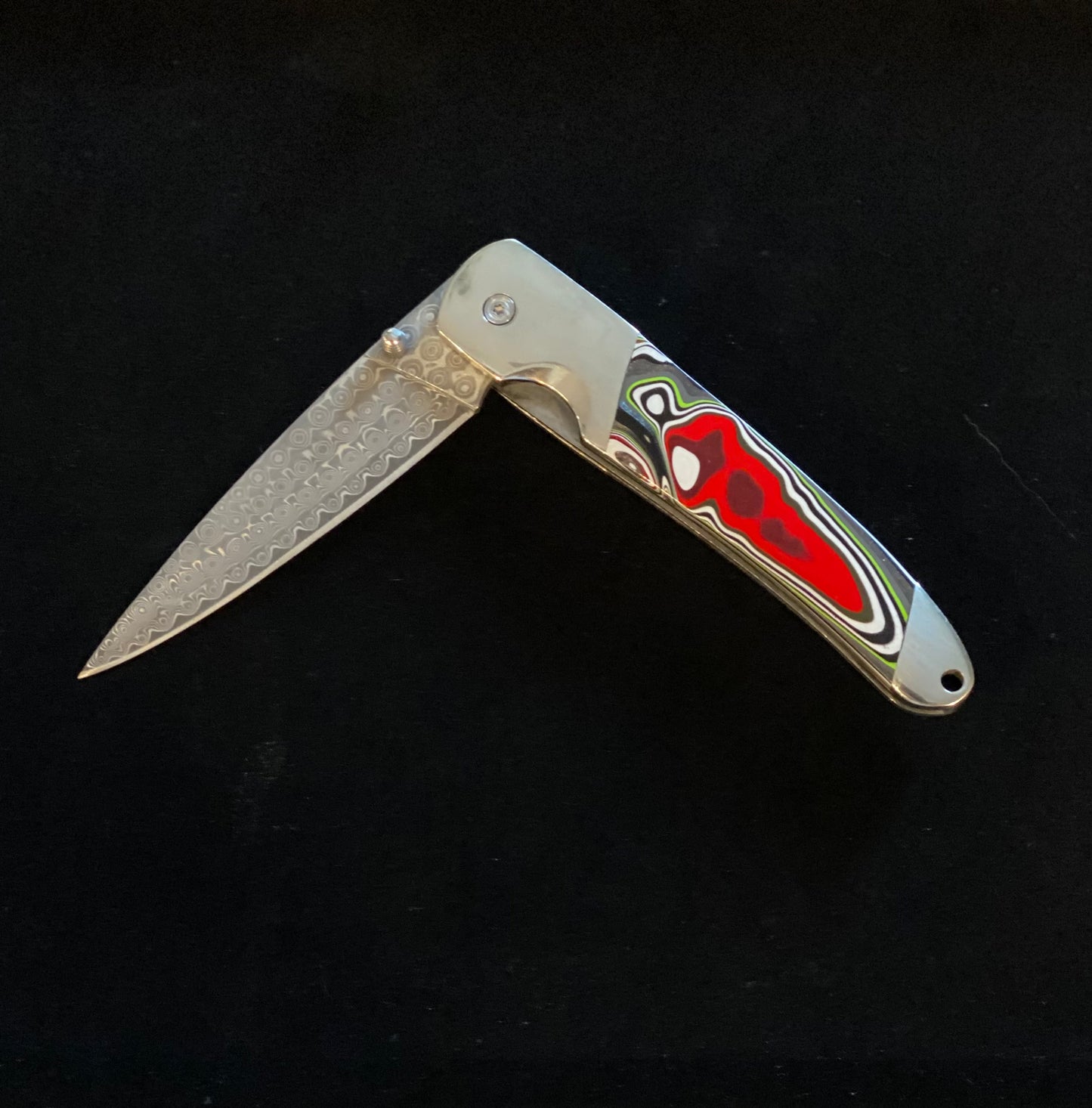 Fordite Lockback 4" Pocket Knife with Damascus Steel Blade