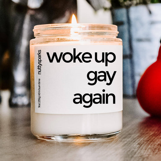 woke up gay again soy candle