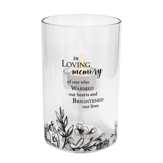 Lillian Rose "In Loving Memory" Floral Glass LED Candle