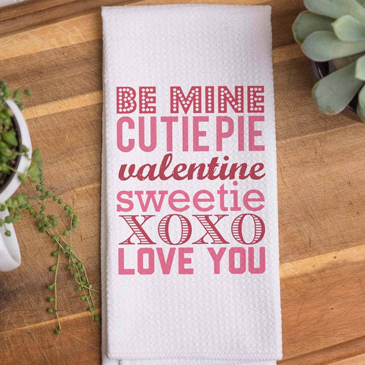 Be Mine Valentine Kitchen Towel, Love You Dish Towel