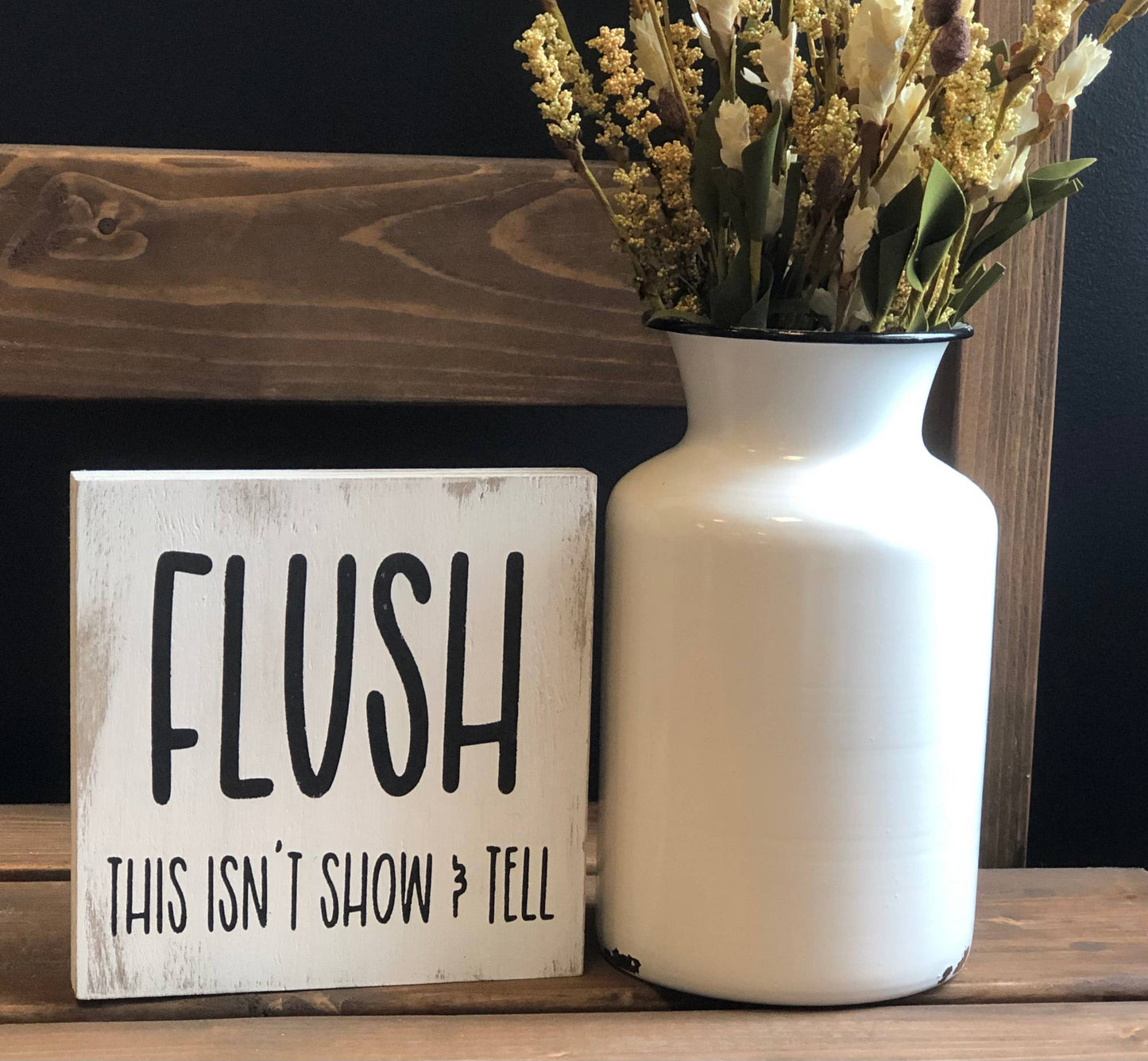 Flush - Funny Bathroom Rustic White Shelf Sitter