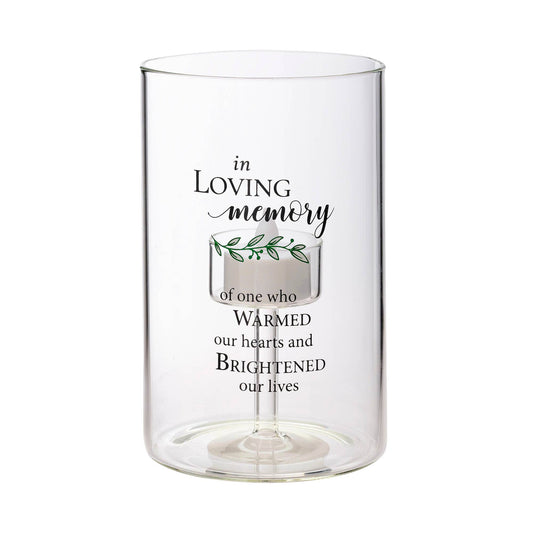 Glass Memorial Tea light Holder - In Loving Memory