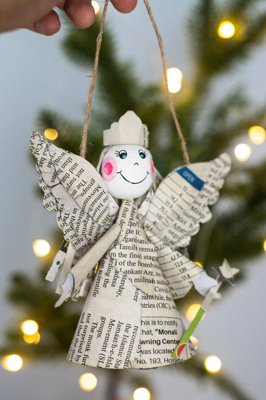 Recycled Newspaper Holiday Fairy