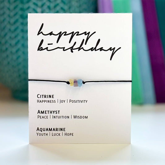 Adjustable Crystal Bracelet - Happy Birthday