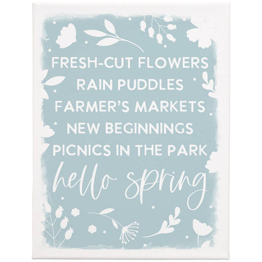 Hello Spring Blue - Wrapped Canvas: 9" x 12" x 1"