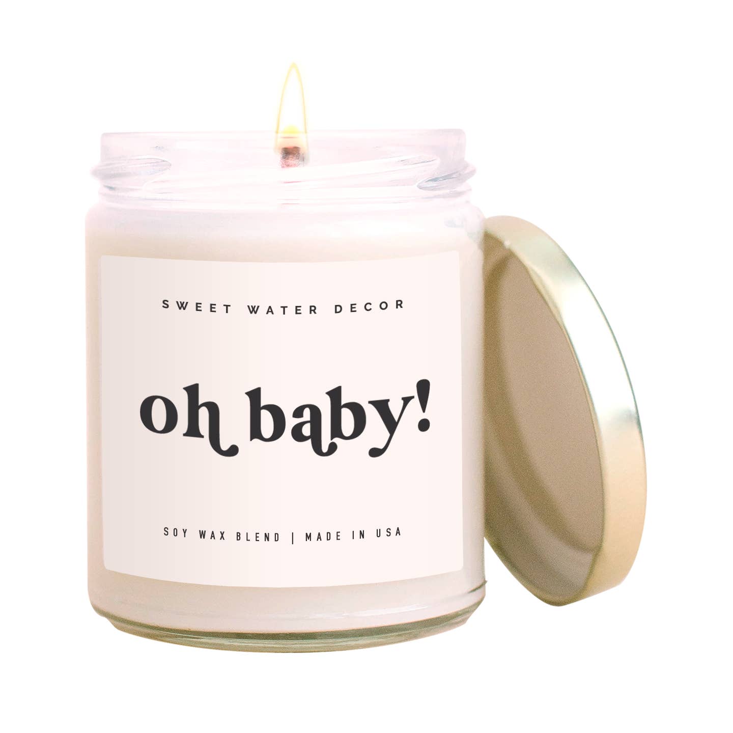 Oh Baby! Soy Candle - Clear Jar - Ecru, Neutral - 9 oz