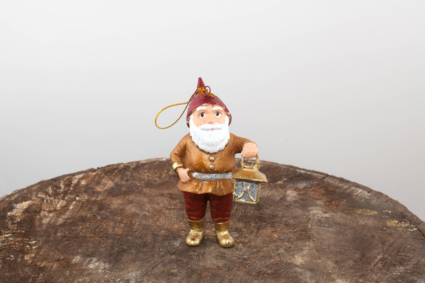 Standing Gnome w/Lamp Ornament