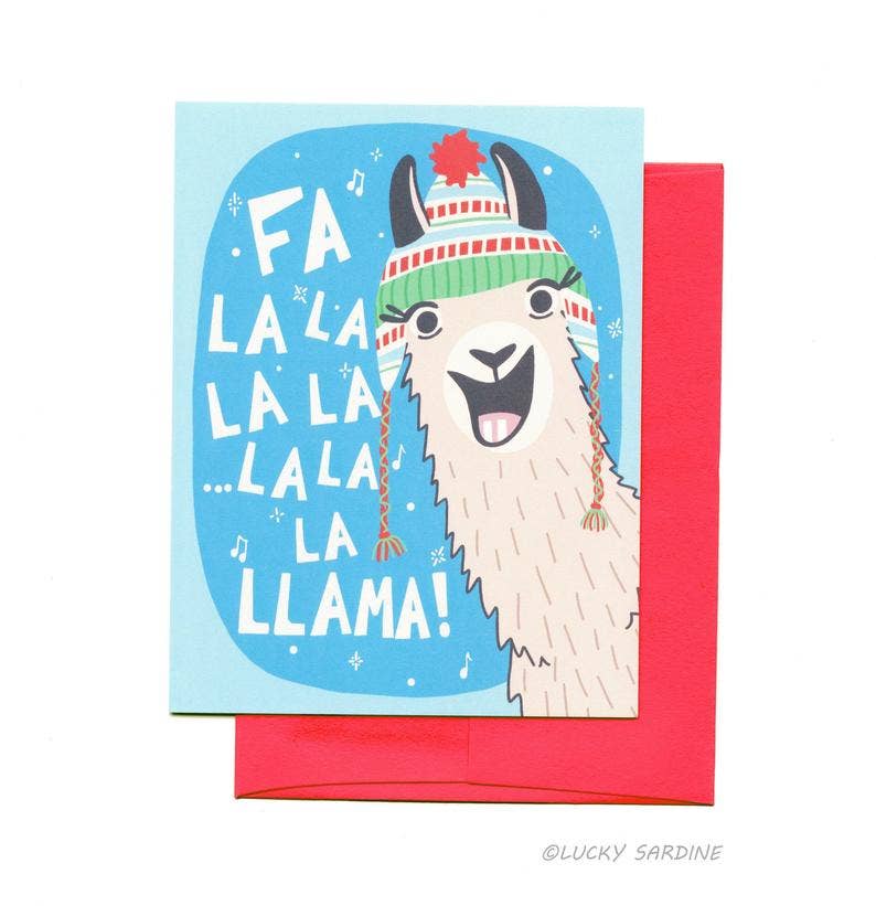 FALALA Llama Christmas Greeting Card