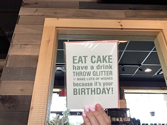 Eat Cake Throw Glitter Card